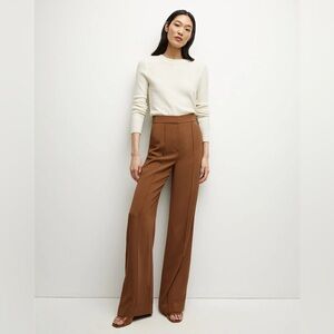 Veronica Beard Cream Top and Brown Wide Leg Pants